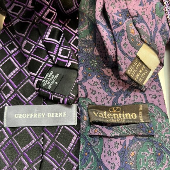 Vintage Lot of 8 Purple Silk Ties Valentino Countess Mara Chaps Stacy Adams - Picture 8 of 12